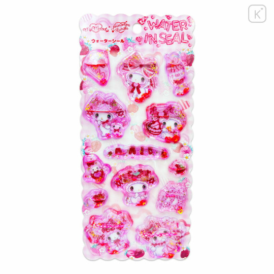 Japan Amenomori Fumika × Sanrio Water In Seal Sequins Puffy Sticker - My Melody : Angel Sparkling 3D - 1