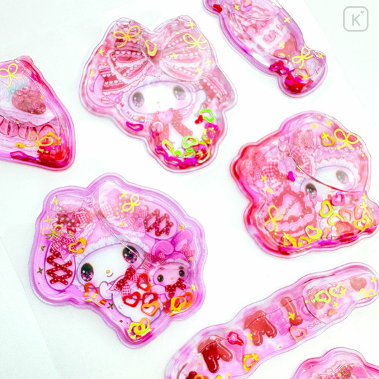 Japan Amenomori Fumika × Sanrio Water In Seal Sequins Puffy Sticker - My Melody : Angel Sparkling 3D - 2