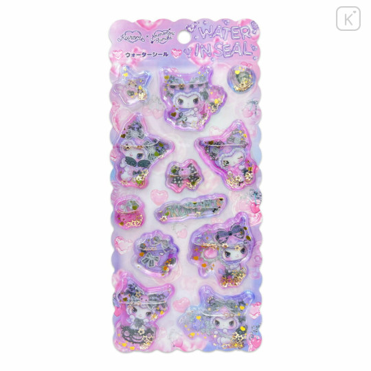 Japan Amenomori Fumika × Sanrio Water In Seal Sequins Puffy Sticker - Kuromi : Angel Sparkling 3D - 1