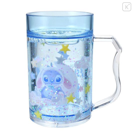 Japan Disney Sparkling Clear Cup - Stitch : Rabbit - 1