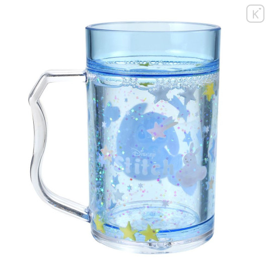 Japan Disney Sparkling Clear Cup - Stitch : Rabbit - 3