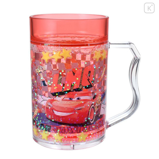 Japan Disney Sparkling Clear Cup - Lightning McQueen - 1