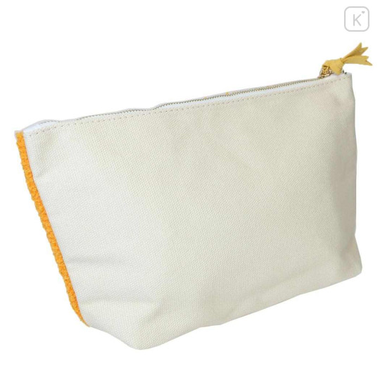 Japan San-X Sagara Embroidery Cosmetic Pouch - Rilakkuma : Orange Relax - 2