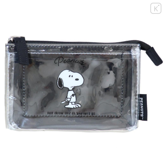 Japan Peanuts 3-Pocket Mini Clear Flat Pouch - Snoopy : Wearing TShirt Black - 1