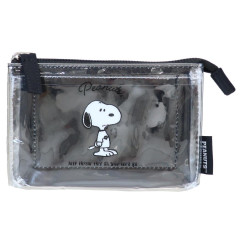 Japan Peanuts 3-Pocket Mini Clear Flat Pouch - Snoopy : Wearing TShirt Black