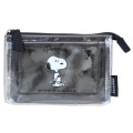 Japan Peanuts 3-Pocket Mini Clear Flat Pouch - Snoopy : Wearing TShirt Black - 1