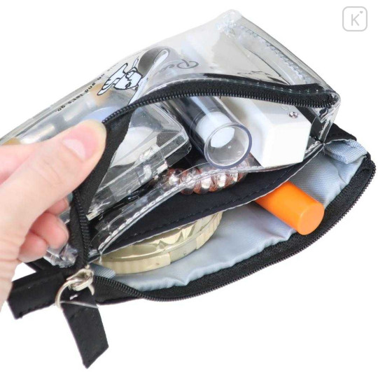 Japan Peanuts 3-Pocket Mini Clear Flat Pouch - Snoopy : Wearing TShirt Black - 3