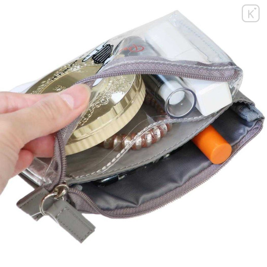 Japan Peanuts 3-Pocket Mini Clear Flat Pouch - Snoopy : Joe Cool Wearing TShirt Grey - 3