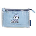Japan Peanuts 3-Pocket Mini Clear Flat Pouch - Olaf : Joe Cool Wearing TShirt Blue - 1