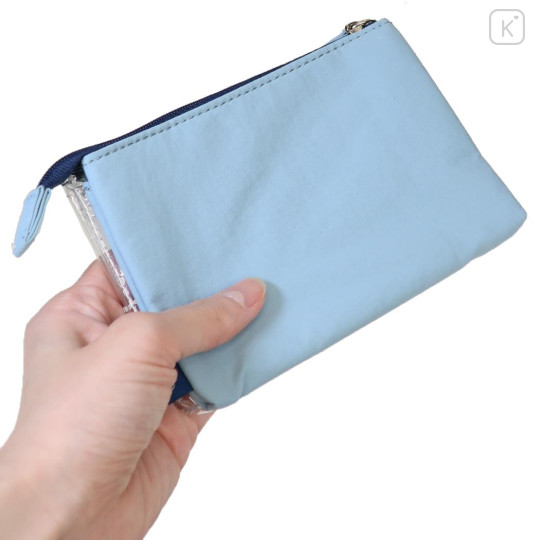 Japan Peanuts 3-Pocket Mini Clear Flat Pouch - Olaf : Joe Cool Wearing TShirt Blue - 2