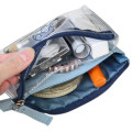 Japan Peanuts 3-Pocket Mini Clear Flat Pouch - Olaf : Joe Cool Wearing TShirt Blue - 3
