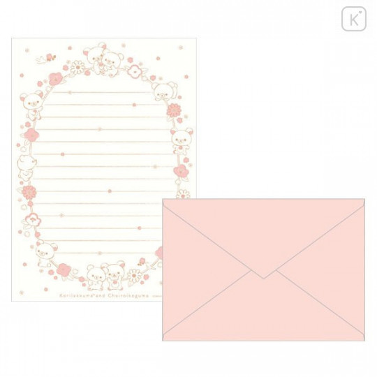 Japan San-X Letterpress Printing Letter Set - Rilakkuma / Pink - 3