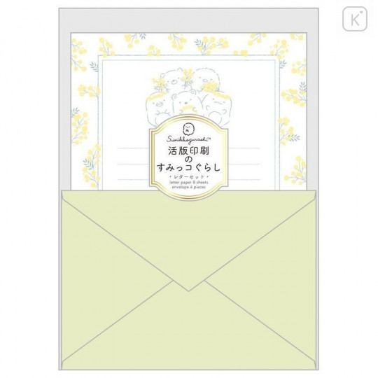 Japan San-X Letterpress Printing Letter Set - Sumikko Gurashi / Green - 1