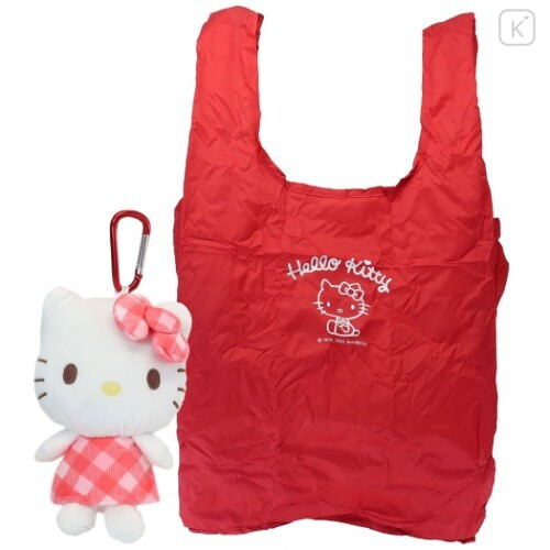 Japan Sanrio Keychain Plush Shopping Bag - Hello Kitty - 1