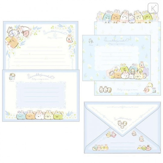 Japan San-X Letter Envelope Set - Sumikko Gurashi / Mysterious Rabbit Oniwa B - 2