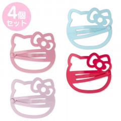 Japan Sanrio Colorful Hair Clip 4pcs Set - Hello Kitty / Face
