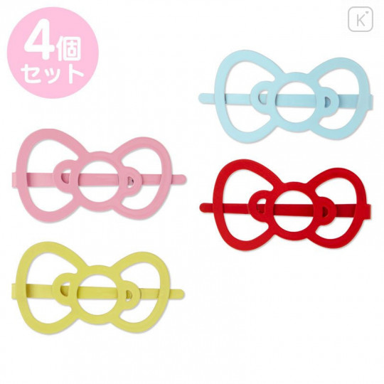 Japan Sanrio Colorful Hair Clip 4pcs Set - Hello Kitty / Ribbon - 1