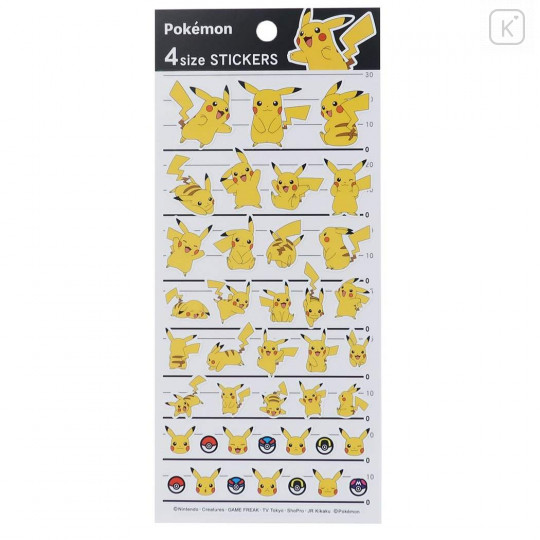 Japan Pokemon 4 Size Sticker - Pikachu - 1
