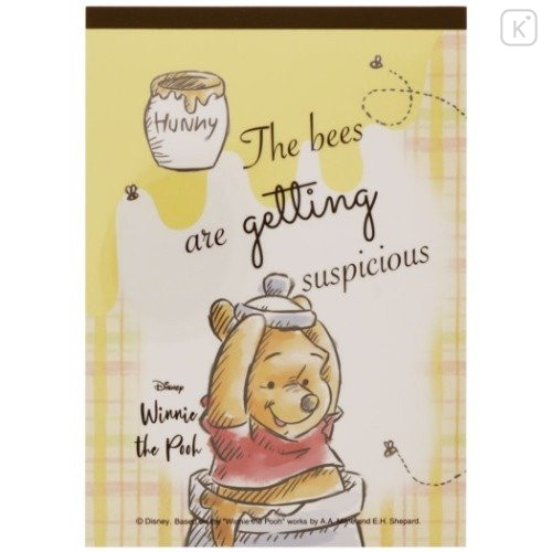 Japan Disney A6 Notepad - Winnie the Pooh Good Morning Sunshine - 1