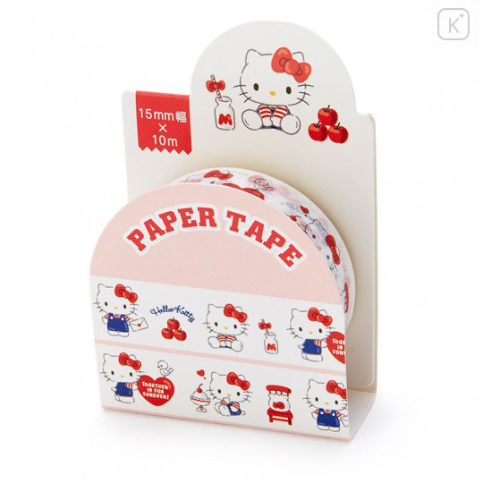 Japan Sanrio Washi Paper Masking Tape - Hello Kitty / White - 1