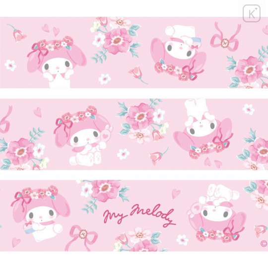 Japan Sanrio Washi Paper Masking Tape - My Melody / Flower - 4