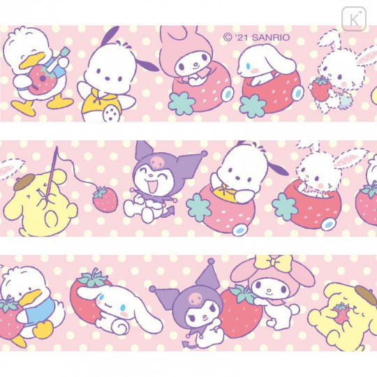 Japan Sanrio Washi Paper Masking Tape - Sanrio Characters / Strawberry - 4