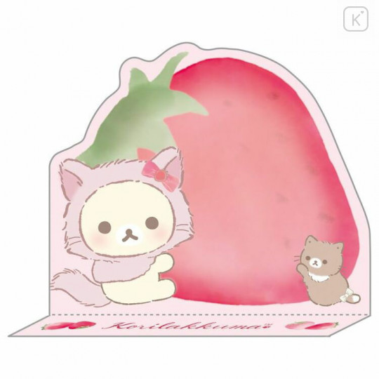 Japan San-X Die-cut Sticky Notes - Korilakkuma Strawberry Cat / Red - 2