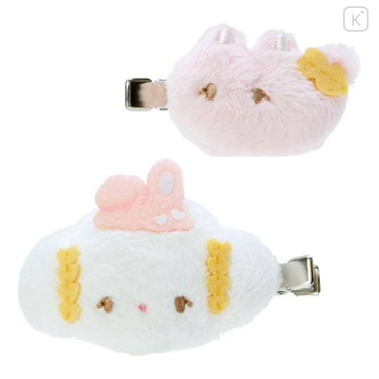 Japan Sanrio Mascot Hair Clip 2pcs Set - Cogimyun / Rabbit and Friend - 1