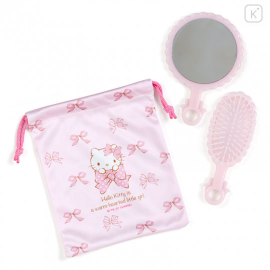 Japan Sanrio Mirror & Hair Brush Set - Hello Kitty - 2