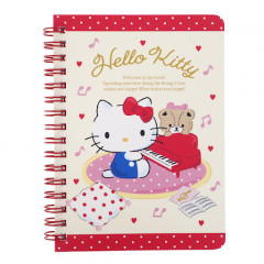 Sanrio A6 Twin Ring Notebook - Hello Kitty / Piano