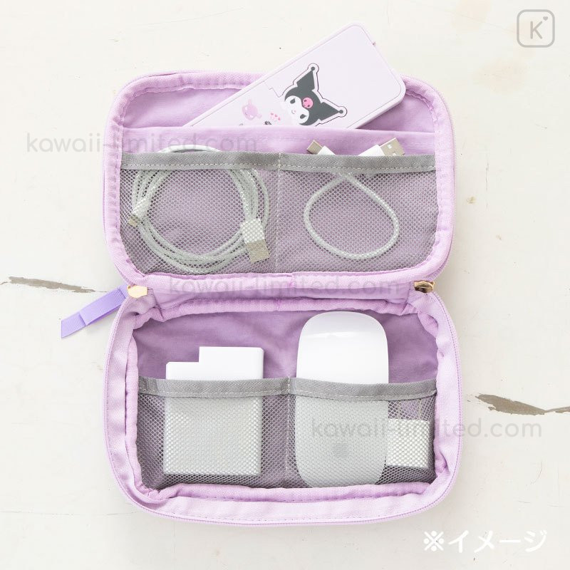 Japan Sanrio Gadget Pocket Sacoche & Neck Strap - Cinnamoroll / Light Purple