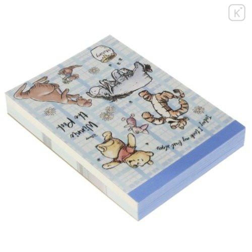 Japan Disney Mini Notepad - Winnie the Pooh / Blue - 4
