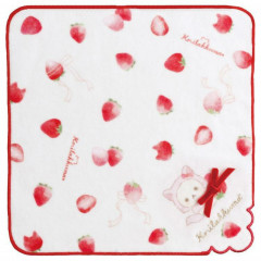 Japan San-X Rilakkuma Mini Towel - Korilakkuma with Strawberry Cat / Red Ribbon