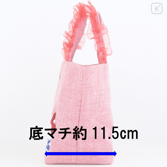 Japan Sanrio Ruffle Bag with Embroidery - Hello Kitty / Pink - 5