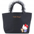 Japan Sanrio Ruffle Bag with Embroidery - Hello Kitty / Black - 1