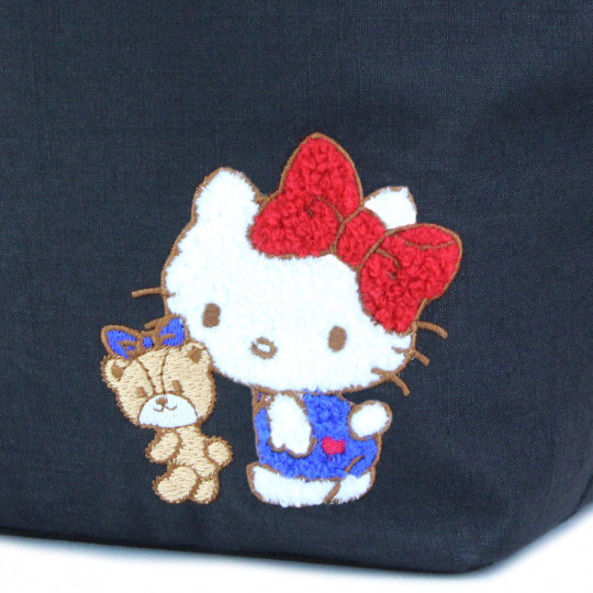 Japan Sanrio Ruffle Bag with Embroidery - Hello Kitty / Black - 3