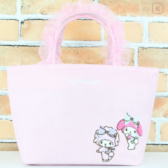 Japan Sanrio Ruffle Bag with Embroidery - My Melody - 8
