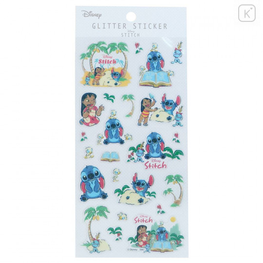 Japan Disney Glitter Sticker - Stitch & Lilo in Hawaii - 1