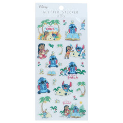 Japan Disney Glitter Sticker - Stitch & Lilo in Hawaii