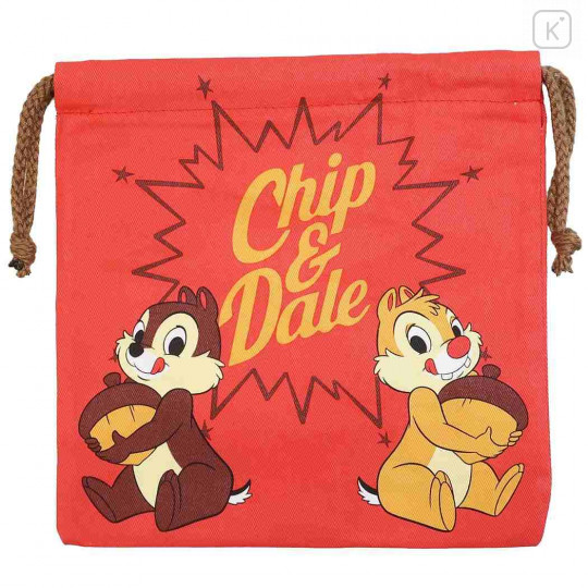 Japan Disney Drawstring Bag - Chip & Dale / Red - 1