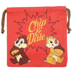 Japan Disney Drawstring Bag - Chip & Dale / Red