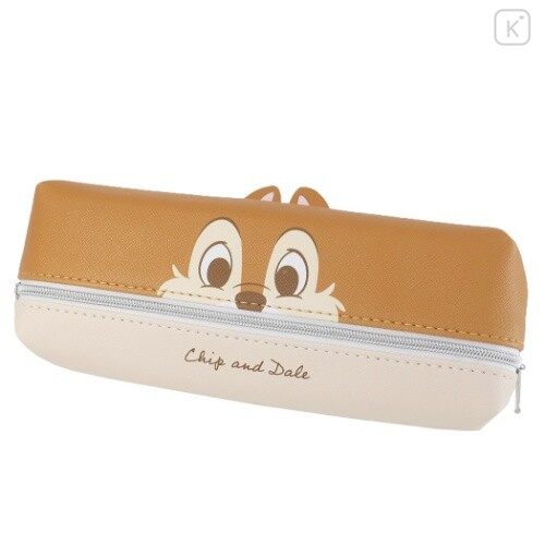 Japan Disney Synthetic Leather Pouch (L) - Face Chip & Dale - 1