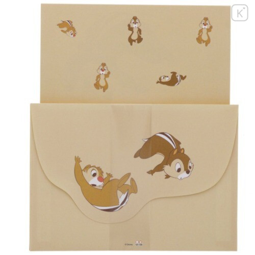 Japan Disney Letter Envelope Set - Chip & Dale / Light Brown - 1