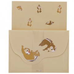 Japan Disney Letter Envelope Set - Chip & Dale Light Brown