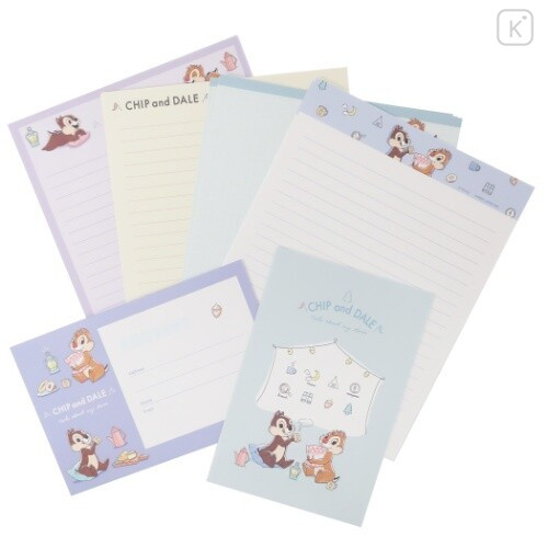 Japan Disney Letter Envelope Set - Chip & Dale / Tea Time - 1