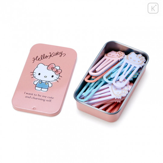Japan Sanrio Clip Set with Can - Hello Kitty / Smoky - 1