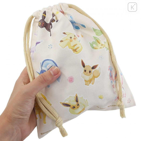 Japan Pokemon Drawstring Bag (S) - Pikachu & Eevee Evolution - 2
