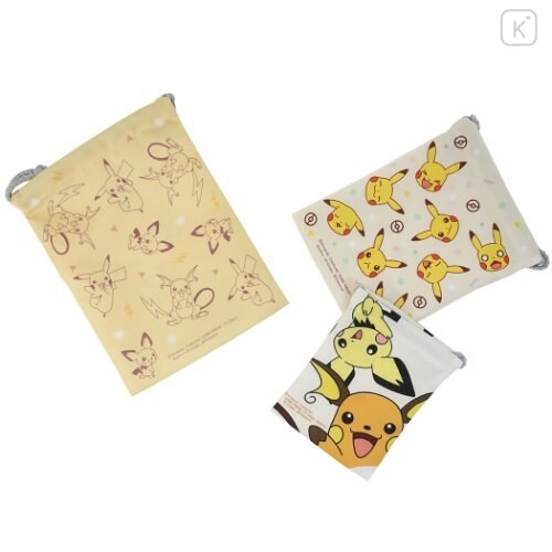 Japan Pokemon Drawstring Bag Set - Pikachu Evolution - 2