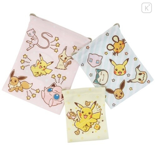Japan Pokemon Drawstring Bag Set - Pikachu / Crayon - 1