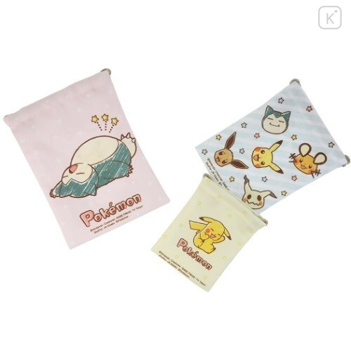 Japan Pokemon Drawstring Bag Set - Pikachu / Crayon - 2